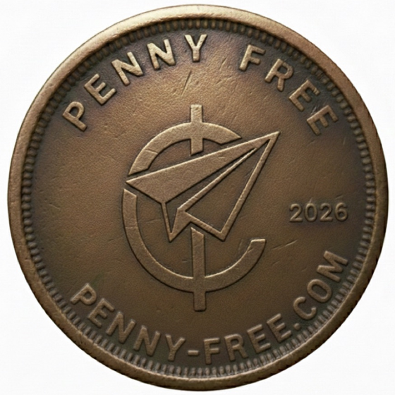 A minted Penny-Free coin